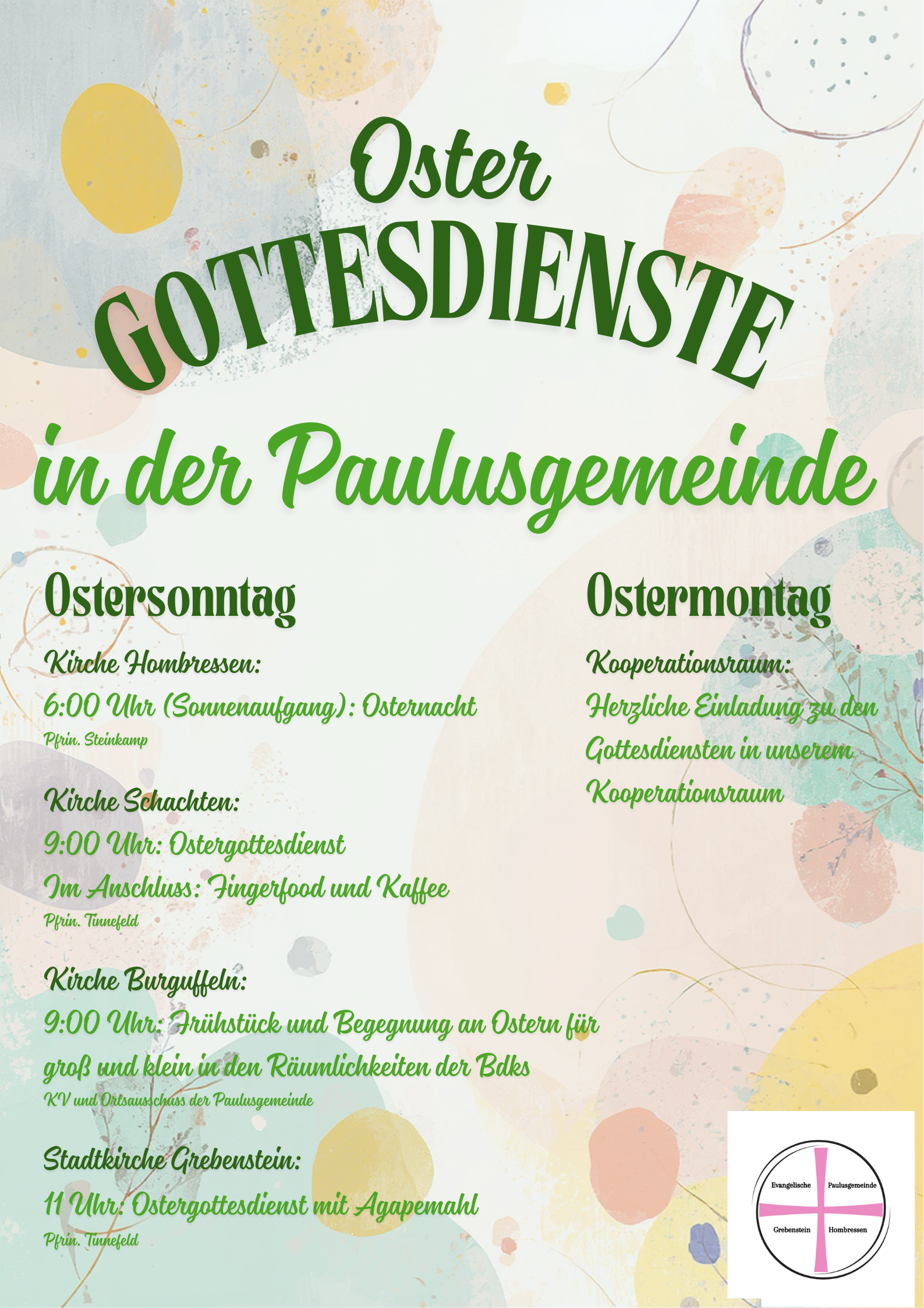 Ostern in der Paulusgemeinde – Von Gründonnerstag bis zum Osterfest