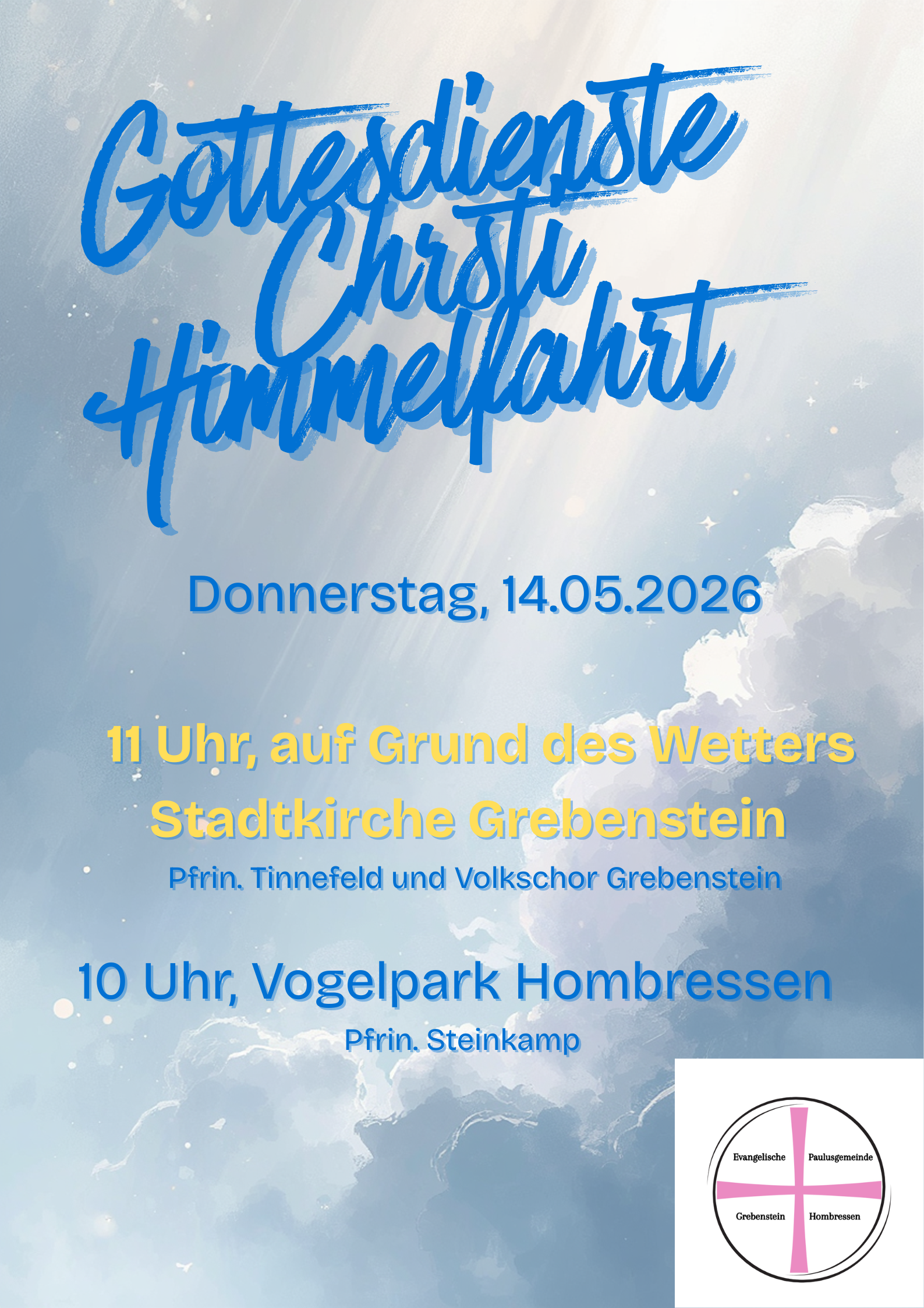 Himmelfahrt 14.05.2026 – Gottesdienste