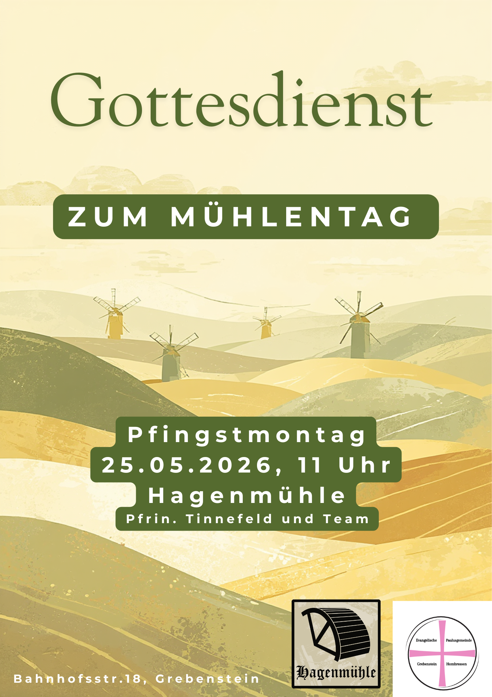 Gottesdienst zum Mühlentag – Pfingstmontag Hagenmühle Grebenstein