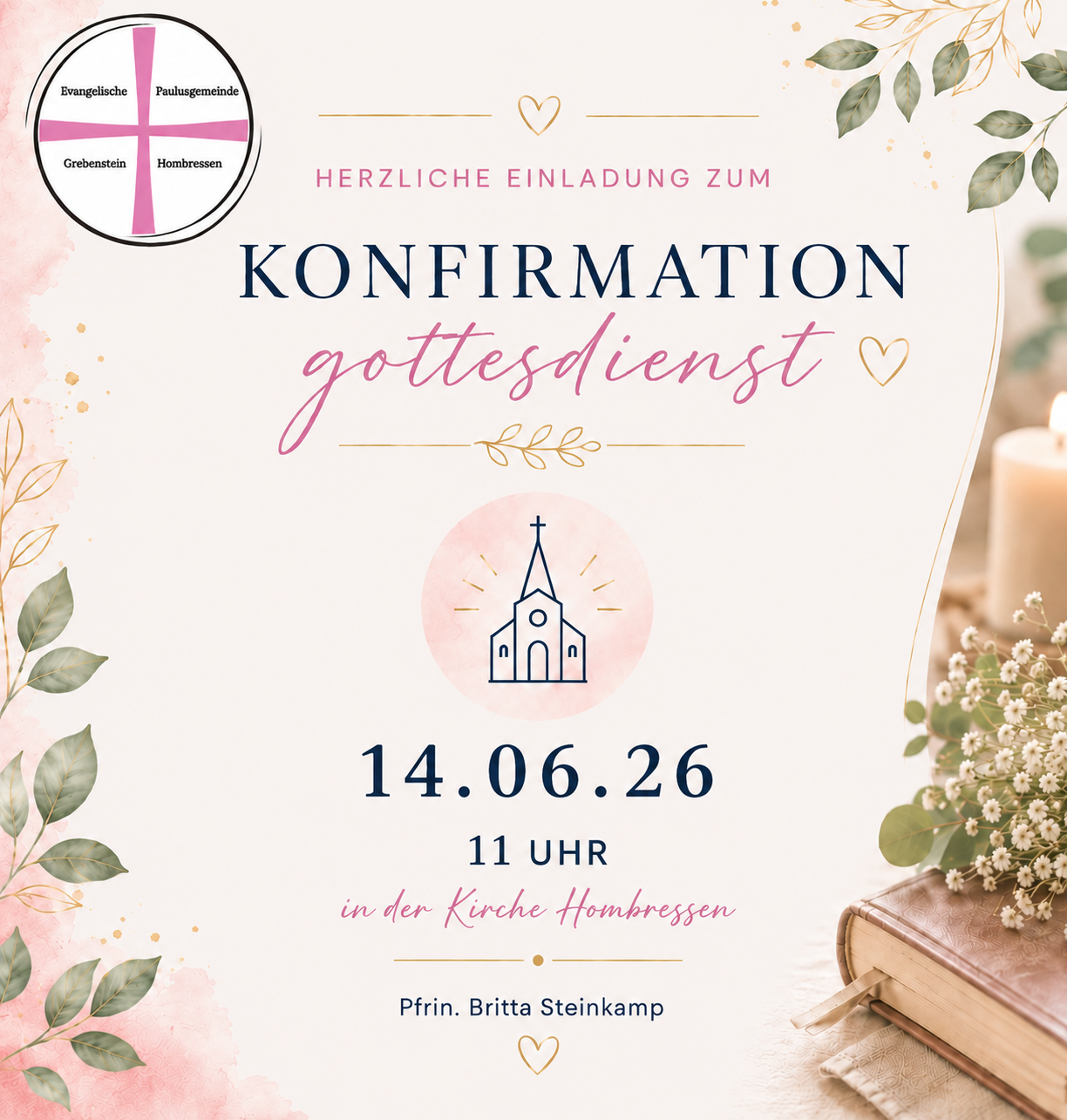 Konfirmationen am 07.06. und 14.06.26 in der Paulusgemeinde