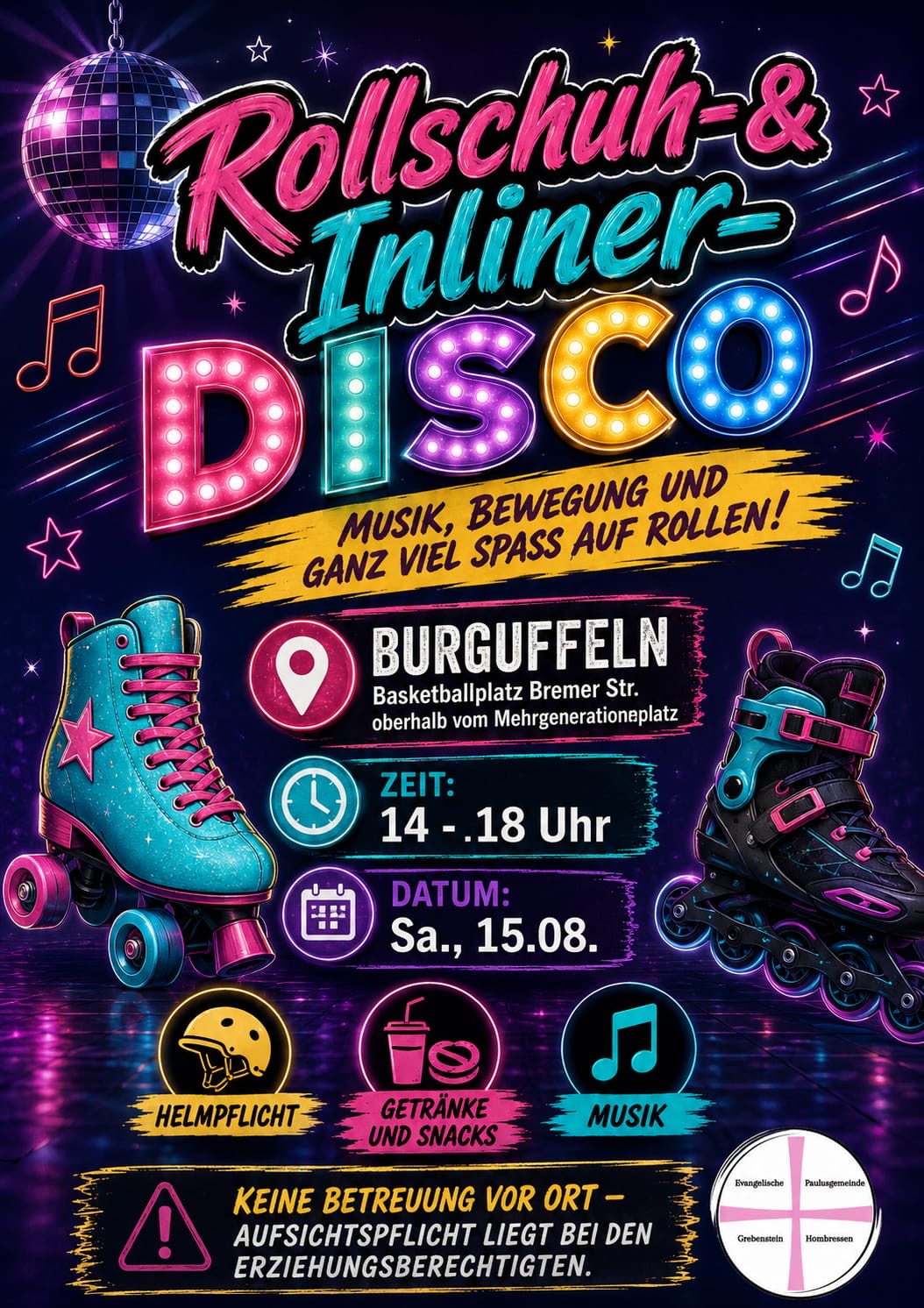 Rollschuh- und Inliner DISCO 15.08.26 14-18 Uhr Burguffeln