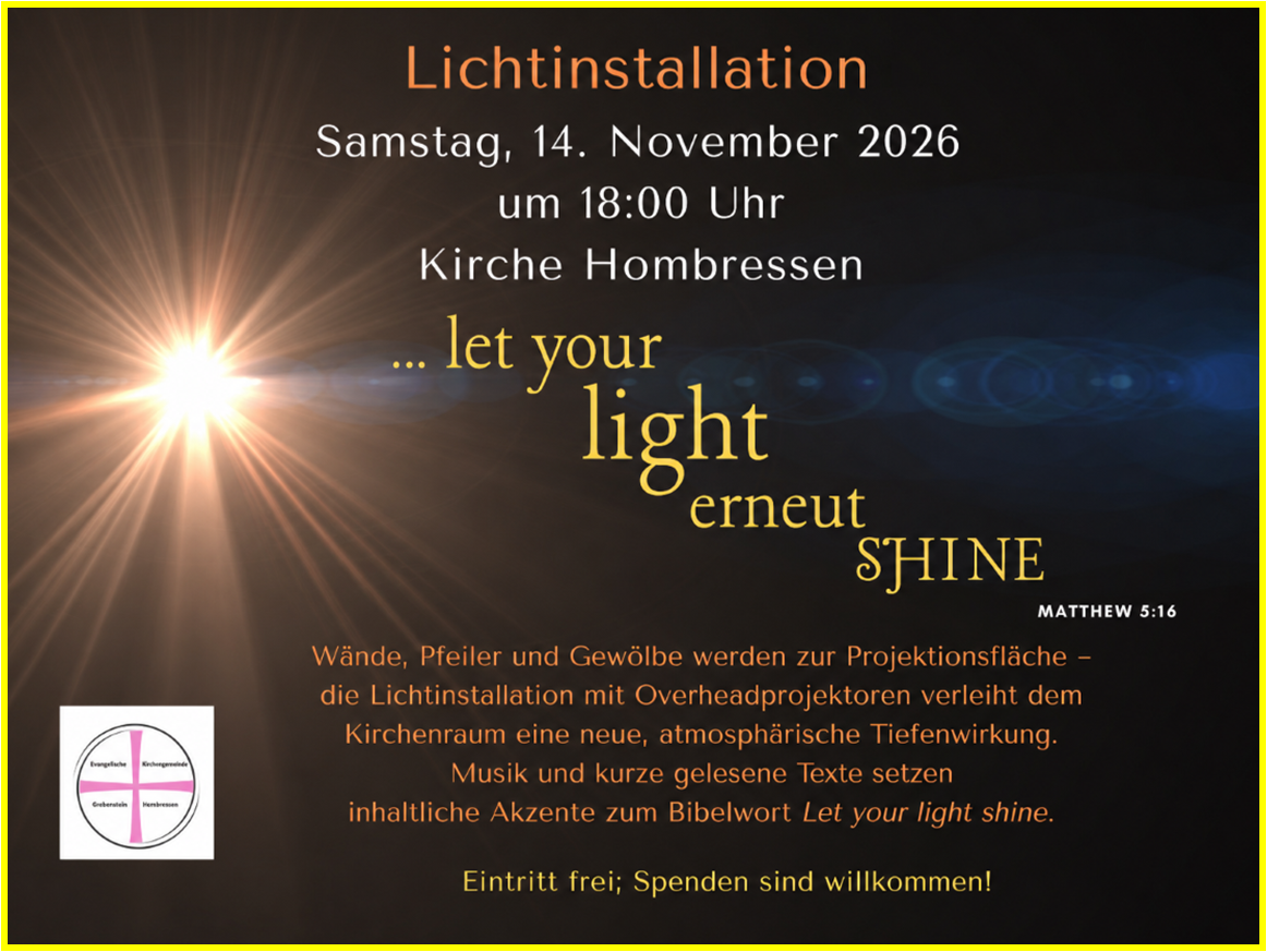 Lichtinstallation 14.11.2026 – 18 Uhr Kirche Hombressen